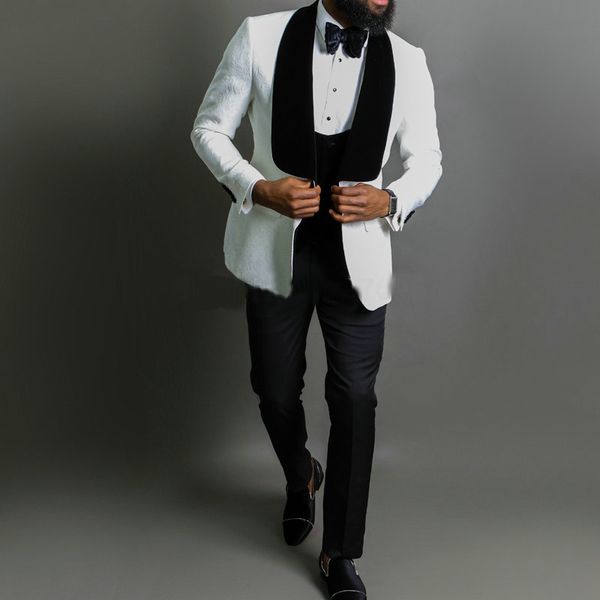jeltonewin latest 2020 white jacquard mens dinner prom suits 3 pieces groom tuxedos groomsmen wedding man blazer suits, White;black
jeltonewin latest 2020 white jacquard mens dinner prom suits 3 pieces groom tuxedos groomsmen wedding man blazer suits, White;black