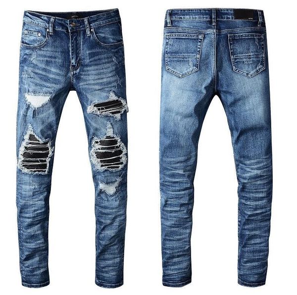 european standing men's jeans, men's jeans, a pair of skinny jeans and black embroidered skulls#0124, Blue
european standing men's jeans, men's jeans, a pair of skinny jeans and black embroidered skulls#0124, Blue