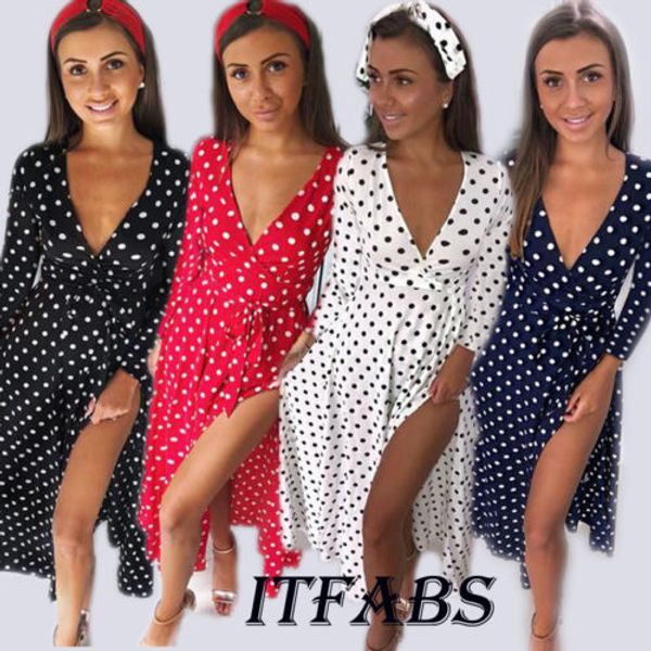 new women vintage dot dress v neck spilt dress summer lady fashion casual long maxi club evening party beach sundress, Black;gray
new women vintage dot dress v neck spilt dress summer lady fashion casual long maxi club evening party beach sundress, Black;gray
