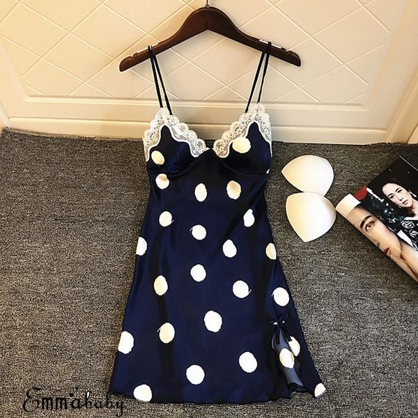 new fashion soft elegant women's satin silk sleepwear pajamas nightdress lingerie polka dot summer sleepwear, Black;red
new fashion soft elegant women's satin silk sleepwear pajamas nightdress lingerie polka dot summer sleepwear, Black;red