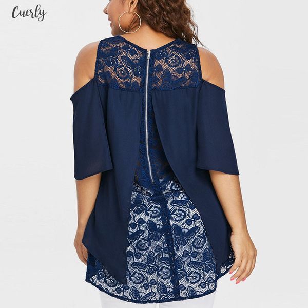 summer plus size women o neck cold shoulder 2020 new shelves solid lace short sleeve zipper blouse minimalist crew neck, White
summer plus size women o neck cold shoulder 2020 new shelves solid lace short sleeve zipper blouse minimalist crew neck, White