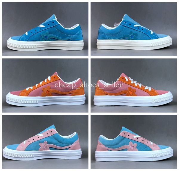 2019 new ttc the creator x one star golf ox le fleur wang suede pink blue red sunflower mens womens skate shoes sneakers with bag box, White;red
2019 new ttc the creator x one star golf ox le fleur wang suede pink blue red sunflower mens womens skate shoes sneakers with bag box, White;red