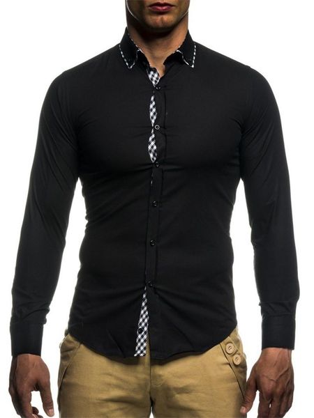 plaid panelled mens casual shirts fashion slim single breasted mens shirts casual long sleeve males clothing, White;black
plaid panelled mens casual shirts fashion slim single breasted mens shirts casual long sleeve males clothing, White;black