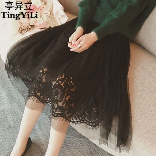 dingjili, black and white skirt, beautiful korean women's skirt with lace, high waist and long elastic skirt, Black;gray
dingjili, black and white skirt, beautiful korean women's skirt with lace, high waist and long elastic skirt, Black;gray