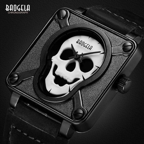 baogela mens waterproof black brown leather strap square dial quartz wrist watches with luminous skull bgl1701, Slivery;brown
baogela mens waterproof black brown leather strap square dial quartz wrist watches with luminous skull bgl1701, Slivery;brown