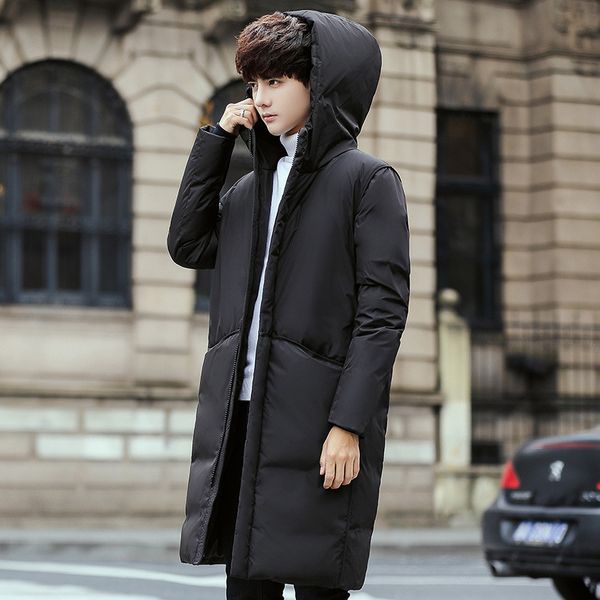 2019 winter new style thick men's down jacket youth fashion mid-length warm jacket hooded men's coat, Black
2019 winter new style thick men's down jacket youth fashion mid-length warm jacket hooded men's coat, Black
