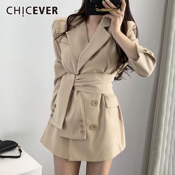 women's suits & blazers chicever patchwork korean blazer notched long sleeve high waist lace up casual female 2021 autumn fashion, White;black
women's suits & blazers chicever patchwork korean blazer notched long sleeve high waist lace up casual female 2021 autumn fashion, White;black