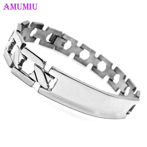 amumiu silver color stainless steel bracelet for women men curb chain id bracelet jewelry polished rock jewelry b037, Black
amumiu silver color stainless steel bracelet for women men curb chain id bracelet jewelry polished rock jewelry b037, Black