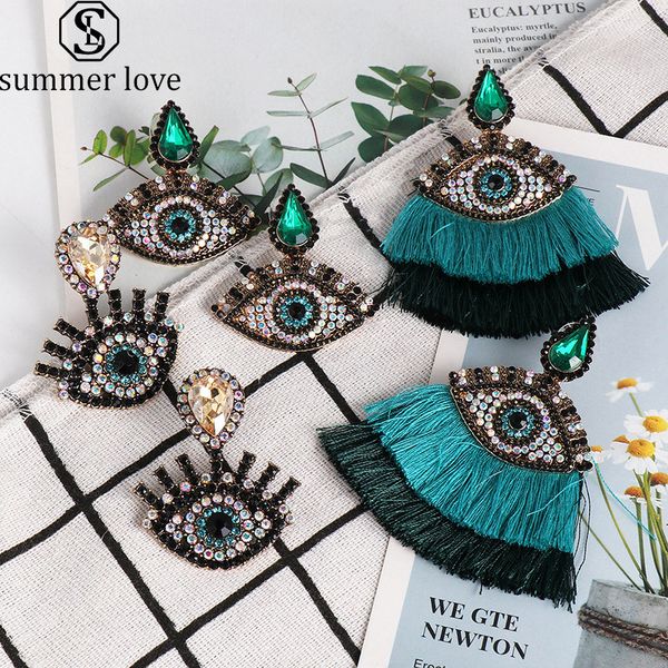 bohemian crystal evil blue eyes long drop earrings for women ethnic trendy tassel statement earrings dangle fashion valentne's day jewe, Silver
bohemian crystal evil blue eyes long drop earrings for women ethnic trendy tassel statement earrings dangle fashion valentne's day jewe, Silver