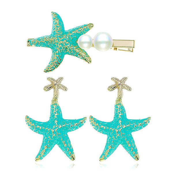 ddisplay fashion fresh vacation hair clip earring jewelry set women trendy colorful starfish earirngs pearl hairpin accessories, Silver
ddisplay fashion fresh vacation hair clip earring jewelry set women trendy colorful starfish earirngs pearl hairpin accessories, Silver