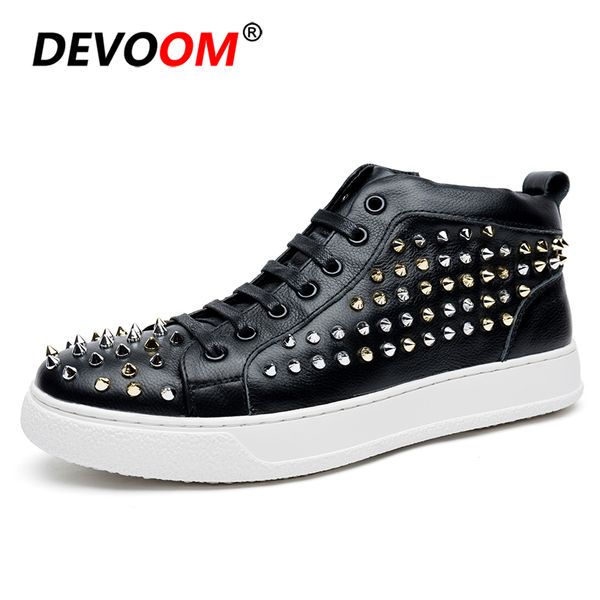 fashion boots stud rivet spikes club shoes genuine leather sneakers mocassin men party shoes 2018 autumn winter ankle, Black
fashion boots stud rivet spikes club shoes genuine leather sneakers mocassin men party shoes 2018 autumn winter ankle, Black