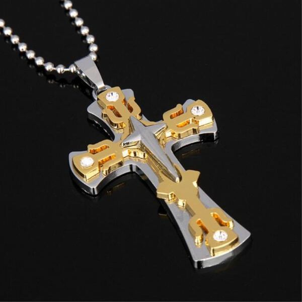 new fashion big cross necklace for men creative three-layer cross pendant necklace with crystal jewelry gifts for men, Silver
new fashion big cross necklace for men creative three-layer cross pendant necklace with crystal jewelry gifts for men, Silver