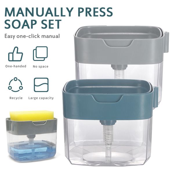 outdoor gadgets 3 colors 2-in-1 manual press soap pump dispenser with washing sponge holder cleaning liquid container home kitchen accessori 
outdoor gadgets 3 colors 2-in-1 manual press soap pump dispenser with washing sponge holder cleaning liquid container home kitchen accessori
