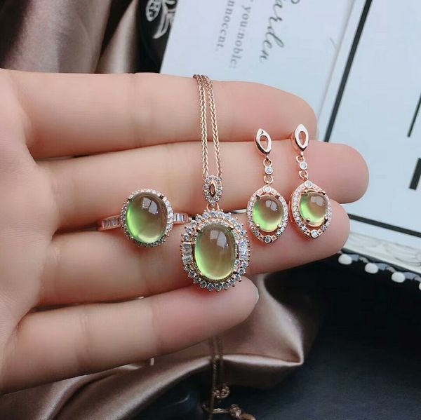 meibapj natural prehnite gemstone earrings ring and necklace for women real 925 sterling silver green stone fine jewelry set, Black
meibapj natural prehnite gemstone earrings ring and necklace for women real 925 sterling silver green stone fine jewelry set, Black