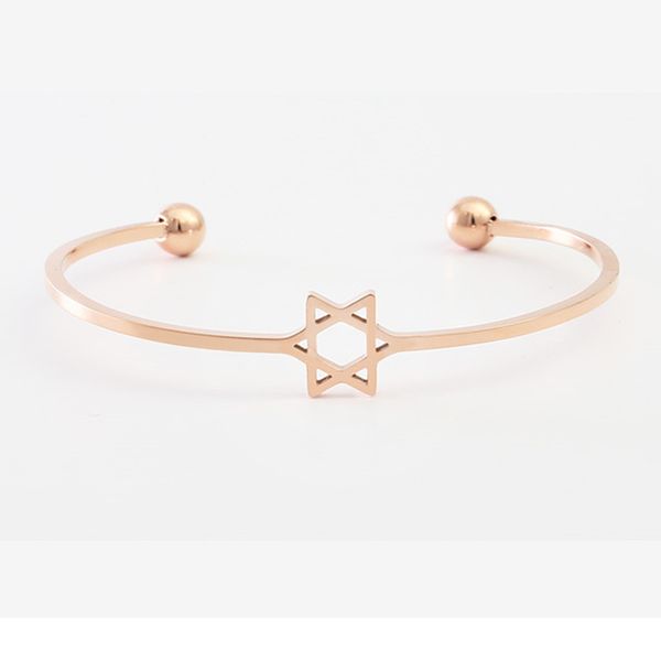 european and american fashion pentagram bracelet open rose gold bracelet popular six-mans watch accessories, White
european and american fashion pentagram bracelet open rose gold bracelet popular six-mans watch accessories, White