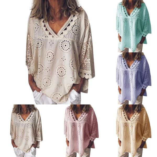 cotton embroidery women lace ditch flower shirts blouses plus size s-5xl womens casual dobby three quarter blouses, White
cotton embroidery women lace ditch flower shirts blouses plus size s-5xl womens casual dobby three quarter blouses, White