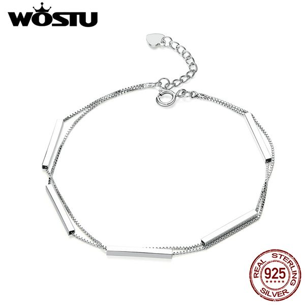 wostu real 925 sterling silver geometry bracelet double layer chain link for women original bracelets luxury jewelry gift cqb170, Golden;silver
wostu real 925 sterling silver geometry bracelet double layer chain link for women original bracelets luxury jewelry gift cqb170, Golden;silver