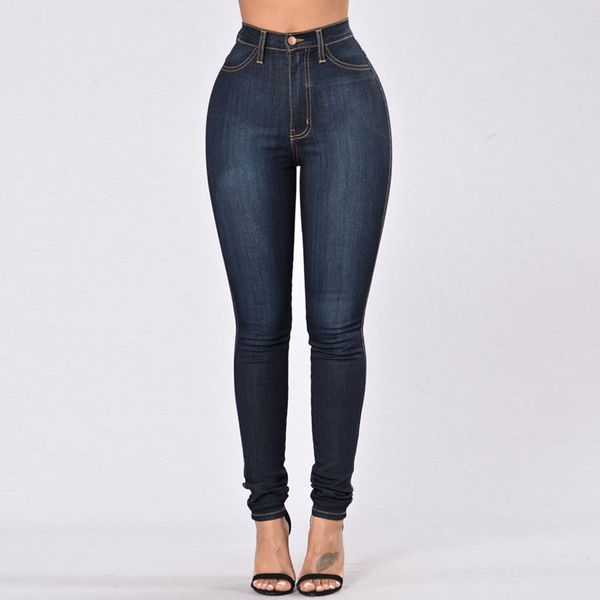 women's plus size jeans high elastic high waist tight solid color pencil pants women, Blue
women's plus size jeans high elastic high waist tight solid color pencil pants women, Blue