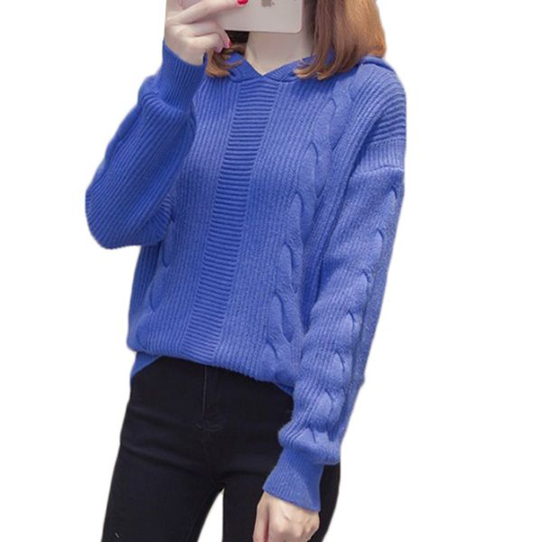 women sweater 2018 new pullover hooded twist knitwear long-sleeved loose short bottoming sweater spring autumn female clothes, White;black
women sweater 2018 new pullover hooded twist knitwear long-sleeved loose short bottoming sweater spring autumn female clothes, White;black