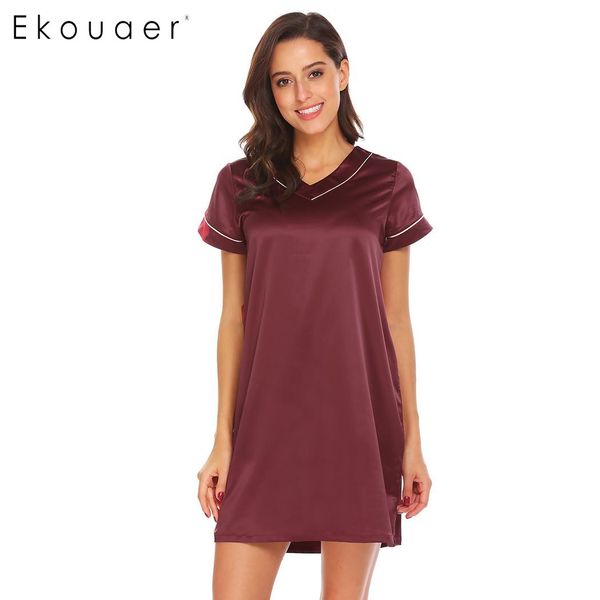 ekouaer summer nightgown women night dress v-neck short sleeve above knee belted satin elegant sleepwear female nightwear, Black;red
ekouaer summer nightgown women night dress v-neck short sleeve above knee belted satin elegant sleepwear female nightwear, Black;red