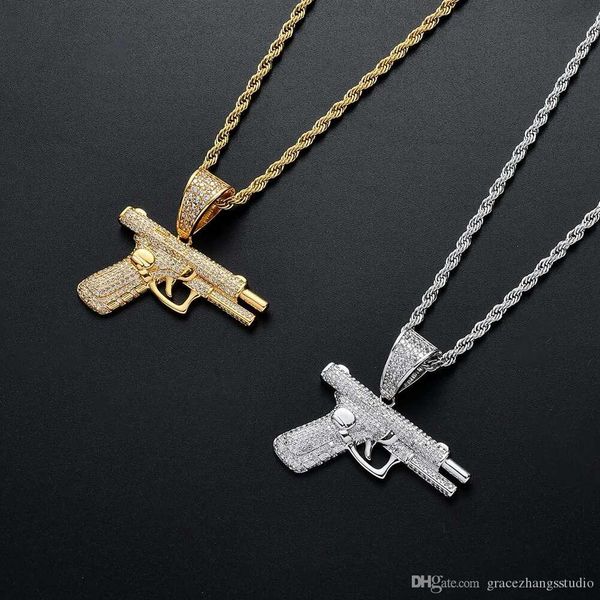 hip hop gun diamonds pendant necklaces for men women luxury weapon pendants 18k gold plated copper zircons chain necklace jewelry 2 colors, Silver
hip hop gun diamonds pendant necklaces for men women luxury weapon pendants 18k gold plated copper zircons chain necklace jewelry 2 colors, Silver