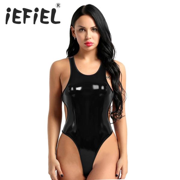 fashion women adults one-piece wetlook pu leather sleeveless backless high cut tank thong clubwear leotard bodysuit nightwear, Black;white
fashion women adults one-piece wetlook pu leather sleeveless backless high cut tank thong clubwear leotard bodysuit nightwear, Black;white