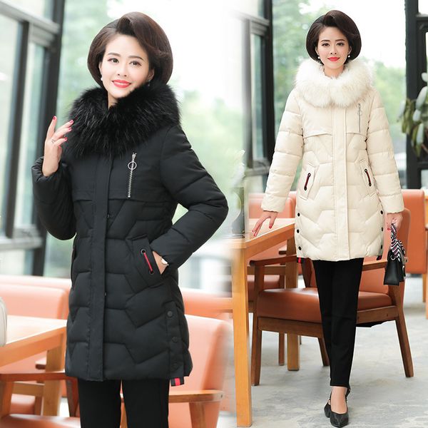 women's winter coat high-end new thick thick fur collar long down cotton cotton coat jacket mother loaded wild women's clothing, Black
women's winter coat high-end new thick thick fur collar long down cotton cotton coat jacket mother loaded wild women's clothing, Black