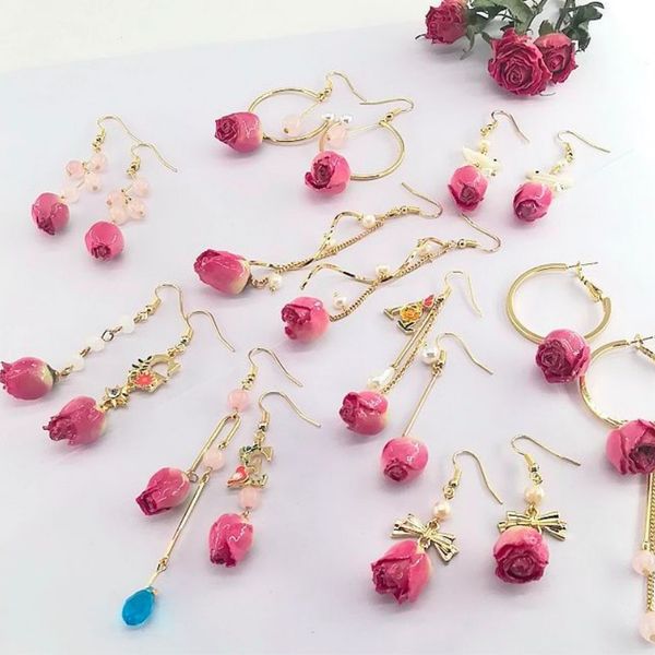 1pair natural dried flower earrings gold pink rose petal women drop earring party real dry flower jewelry, Silver
1pair natural dried flower earrings gold pink rose petal women drop earring party real dry flower jewelry, Silver
