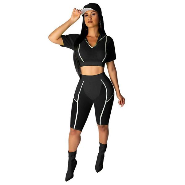 black/red/green sheer mesh patchwork style woman two pieces set reflective striped fashion hooded crop knee pant set online, White
black/red/green sheer mesh patchwork style woman two pieces set reflective striped fashion hooded crop knee pant set online, White