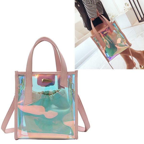 new women bucket bag pvc shoulder bag hologram laser handbag jelly transparent totes pink
new women bucket bag pvc shoulder bag hologram laser handbag jelly transparent totes pink