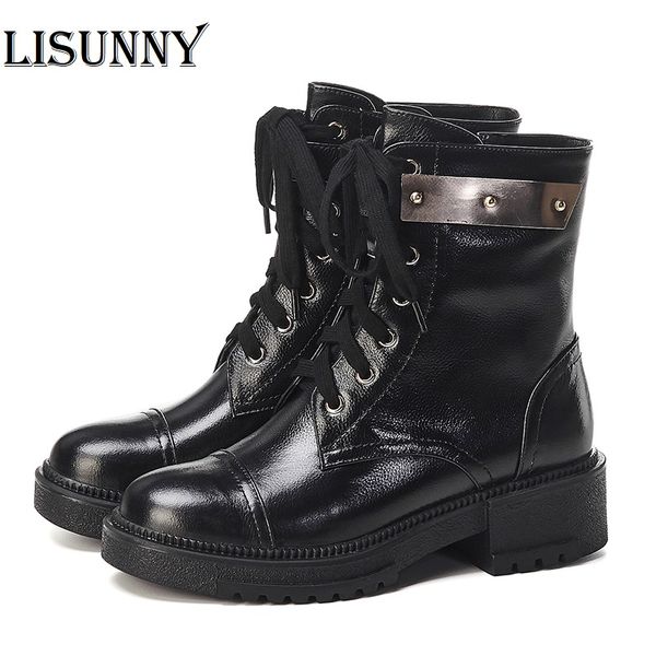 2020 fashion metal women doc ankle boots genuine leather mid heel lace up worker shoes female black goth rubber sole
2020 fashion metal women doc ankle boots genuine leather mid heel lace up worker shoes female black goth rubber sole