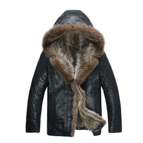 2017 fashion men's coats imitation leather jacket fashion raccoon fur collar leather jackets men sale, Black
2017 fashion men's coats imitation leather jacket fashion raccoon fur collar leather jackets men sale, Black