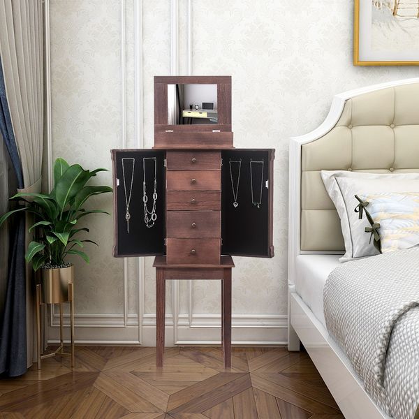 5 drawers 6 layers large capacity jewelry storage cabinet home bedroom jewelry storage display cabinet brown, Black;white
5 drawers 6 layers large capacity jewelry storage cabinet home bedroom jewelry storage display cabinet brown, Black;white