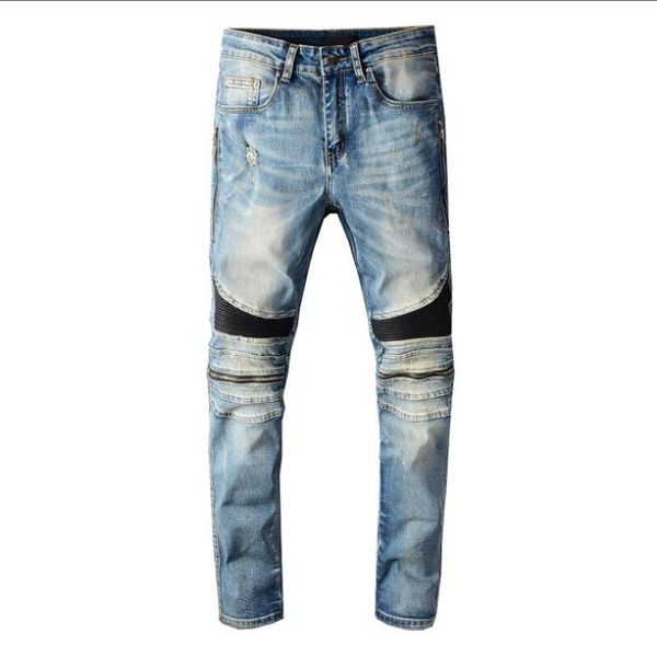 men draped ripped skinny moto biker holes washed zipperjeans destroyed straight pants slim fit denim scratched overalls jean, Blue
men draped ripped skinny moto biker holes washed zipperjeans destroyed straight pants slim fit denim scratched overalls jean, Blue