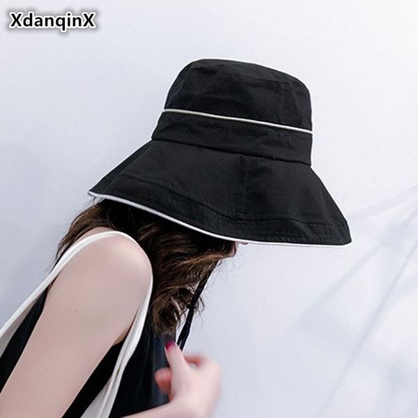 xdanqinx foldable summer women's sunhat fashion bucket hats elegant sunscreen beach hat for women large visor female cap, Blue;gray
xdanqinx foldable summer women's sunhat fashion bucket hats elegant sunscreen beach hat for women large visor female cap, Blue;gray