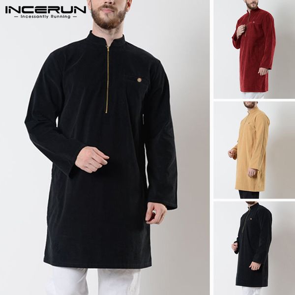 incerun mens long shirts long sleeve muslim clothing 2019 stand collar vintage zippers solid shirts men kurta suit s-5xl, White;black
incerun mens long shirts long sleeve muslim clothing 2019 stand collar vintage zippers solid shirts men kurta suit s-5xl, White;black