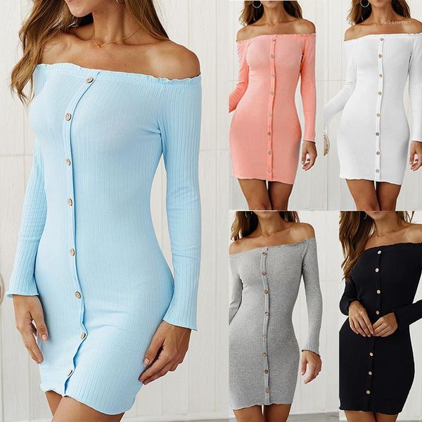 long sleeve off shoulder rib dresses single breasted women designer dresses women slash neck bodycon dresses fashion, Black;gray
long sleeve off shoulder rib dresses single breasted women designer dresses women slash neck bodycon dresses fashion, Black;gray