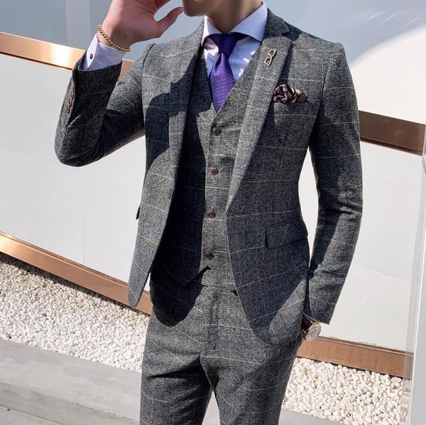 men's suits & blazers slim fit male 3 piece wedding dress men plaid business casual blazer prom dinner party groomsman wear tuxedo, White;black
men's suits & blazers slim fit male 3 piece wedding dress men plaid business casual blazer prom dinner party groomsman wear tuxedo, White;black