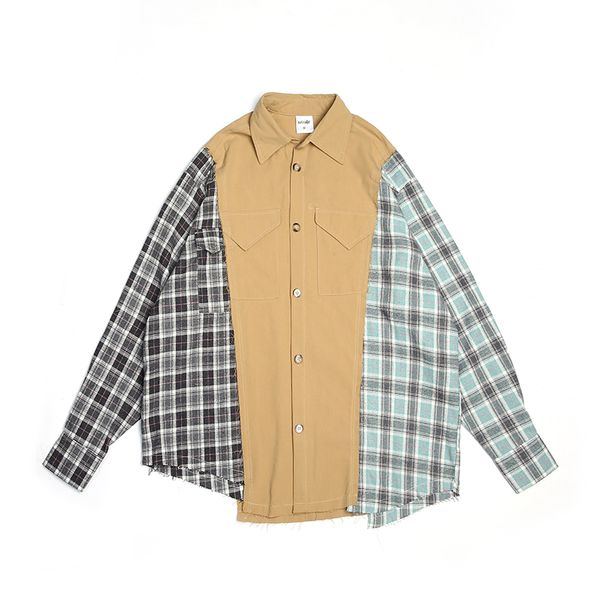 high street men's plaid shirt color block men dress shirts long sleeve chemise homme harujuku japanese streetwear men clothing, White;black
high street men's plaid shirt color block men dress shirts long sleeve chemise homme harujuku japanese streetwear men clothing, White;black
