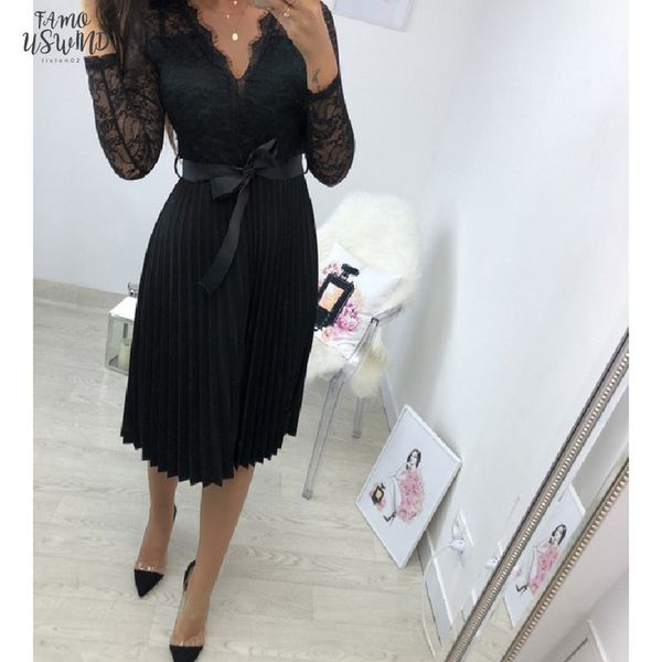 women summer black v neck lace long sleeve pleated party dress office ladies elegant banquet with ribbon sj2477e, Black;gray
women summer black v neck lace long sleeve pleated party dress office ladies elegant banquet with ribbon sj2477e, Black;gray