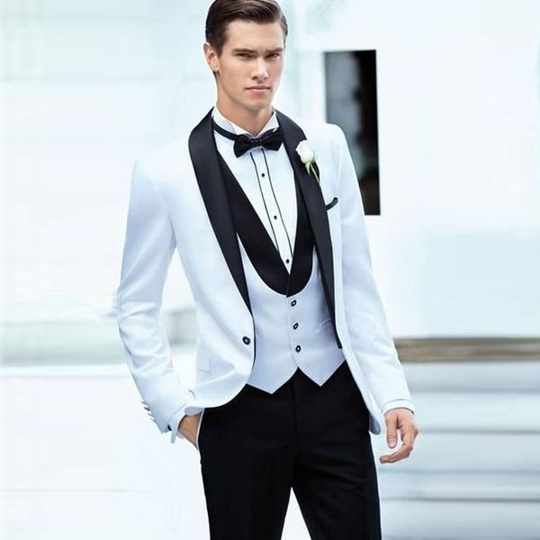 2019 white custom made mens wedding suit for groom jacket+pants+vest black shawl lapel groomsman suit for wedding, Black;gray
2019 white custom made mens wedding suit for groom jacket+pants+vest black shawl lapel groomsman suit for wedding, Black;gray