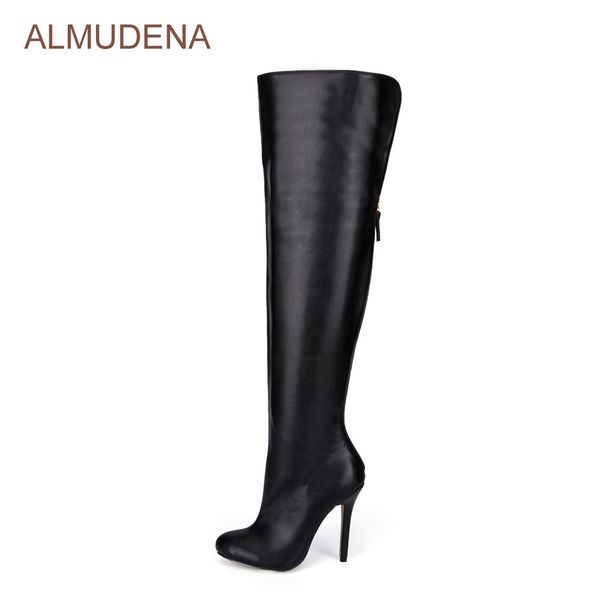 almudena new arrival over-the-knee dress boot thigh high boot extremely high heel back zipper designer shoes, Black
almudena new arrival over-the-knee dress boot thigh high boot extremely high heel back zipper designer shoes, Black