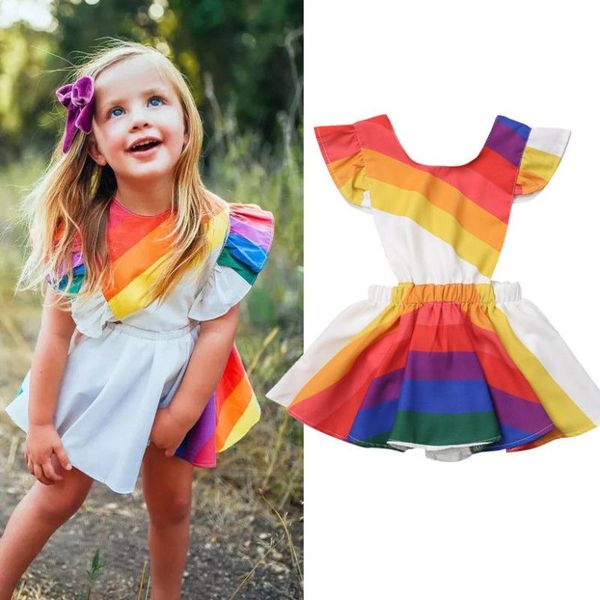 2020 new summer kids baby girl clothes stylish sleeveless backless dress rainbow color princess party tutu dresses, Red;yellow
2020 new summer kids baby girl clothes stylish sleeveless backless dress rainbow color princess party tutu dresses, Red;yellow