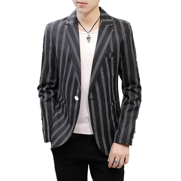 british classic striped blazer mens wedding clothing 2019 new spring summer casual slim fit suit jacket coat male, White;black
british classic striped blazer mens wedding clothing 2019 new spring summer casual slim fit suit jacket coat male, White;black