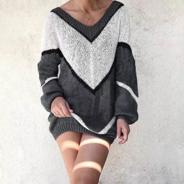 women long sweaters dress winter wild knitted pullovers v-neck long sleeve loose jumper girls oversized warm knitwear, White;black
women long sweaters dress winter wild knitted pullovers v-neck long sleeve loose jumper girls oversized warm knitwear, White;black