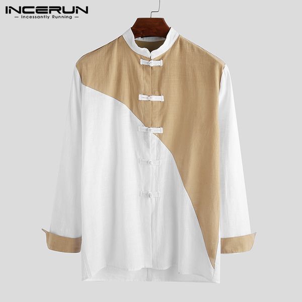 men casual shirt cotton stand collar patchwork button 2019 vintage long sleeve chinese traditional shirts hombre camisas incerun, White;black
men casual shirt cotton stand collar patchwork button 2019 vintage long sleeve chinese traditional shirts hombre camisas incerun, White;black