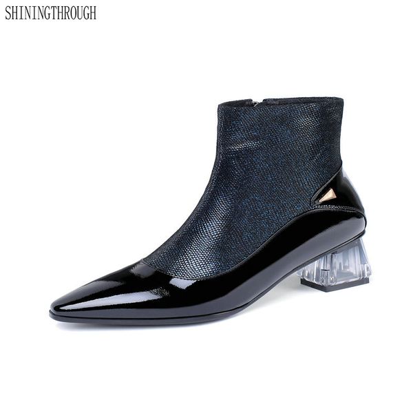 women winter patchwork leather short boots classic boots zipper ankle high heels wedding party shoes woman, Black
women winter patchwork leather short boots classic boots zipper ankle high heels wedding party shoes woman, Black