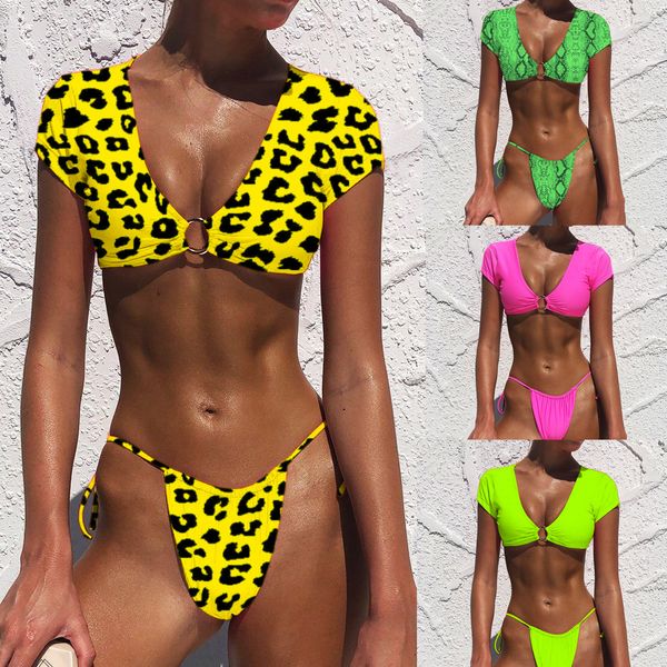women's swimwear explosion split swimsuit half-sleeve bikini solid color leopard snake skin bikini19c325, White;black
women's swimwear explosion split swimsuit half-sleeve bikini solid color leopard snake skin bikini19c325, White;black