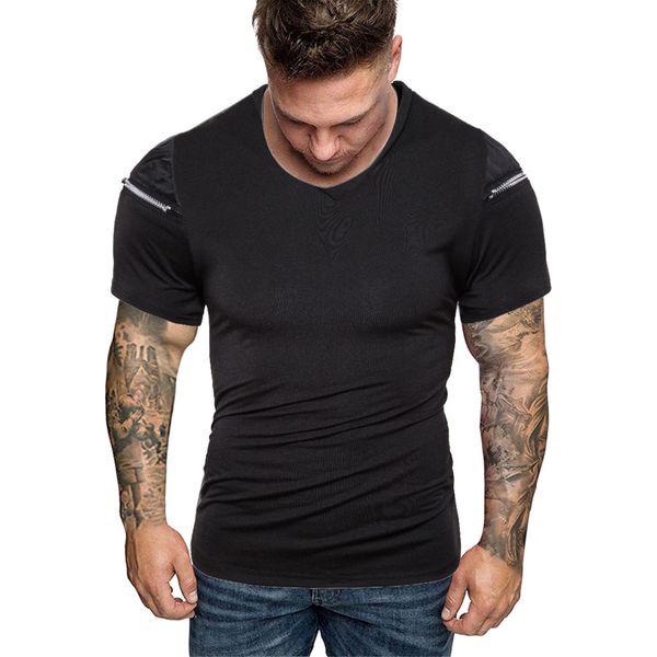 men zipper pure color splicing pattern casual lapel short sleeve t-shirts fitness crossfit tees bodybuilding rashguard 5.22, White;black
men zipper pure color splicing pattern casual lapel short sleeve t-shirts fitness crossfit tees bodybuilding rashguard 5.22, White;black