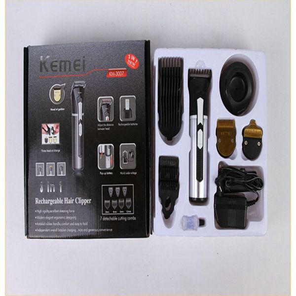 kemei 3 in 1 professional rechargeable electric hair trimmer hair clipper professional men and baby hair cutting machine km-3007
kemei 3 in 1 professional rechargeable electric hair trimmer hair clipper professional men and baby hair cutting machine km-3007